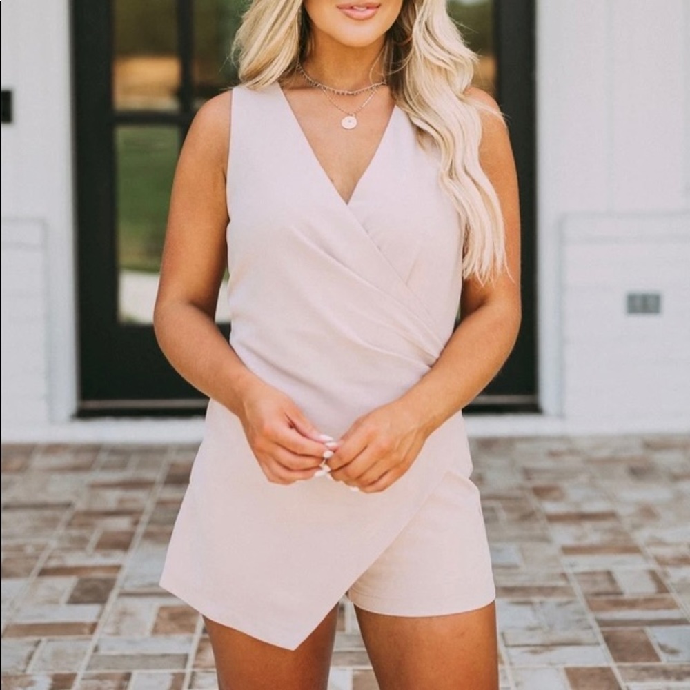 Surplice Overlay Romper - BLACK